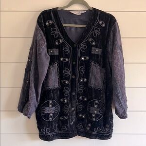 Ranga Black and Purple Embroidered Jacket